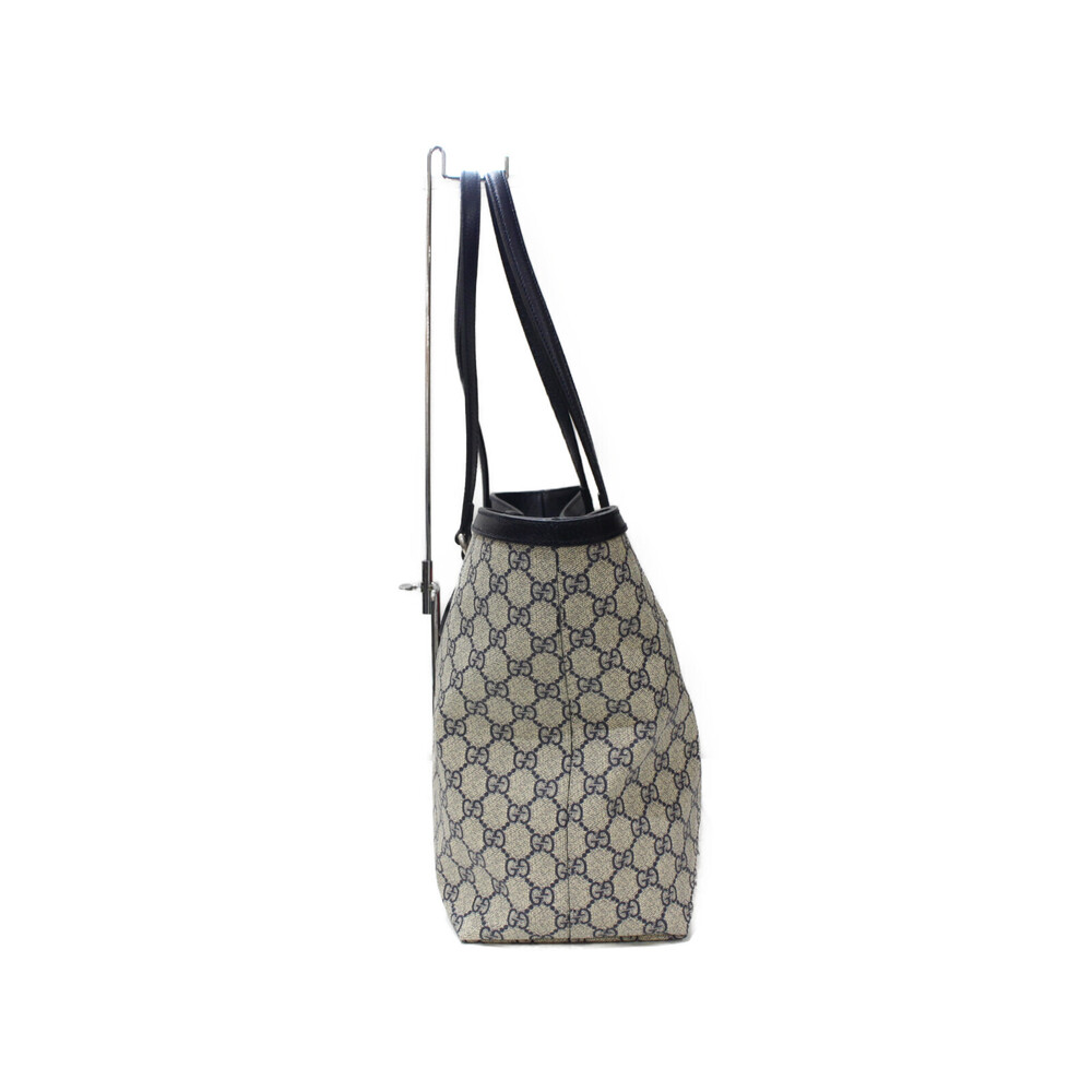 Gucci Tote GG Supreme Bag blue leather Beige canvas Tan Ophidia